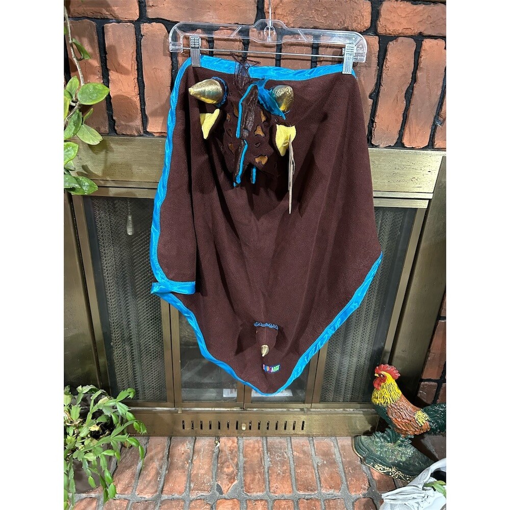 Blue Bonnet ZEEK Monster Hooded Wearable Blanket Wrap Brown Blue Horns